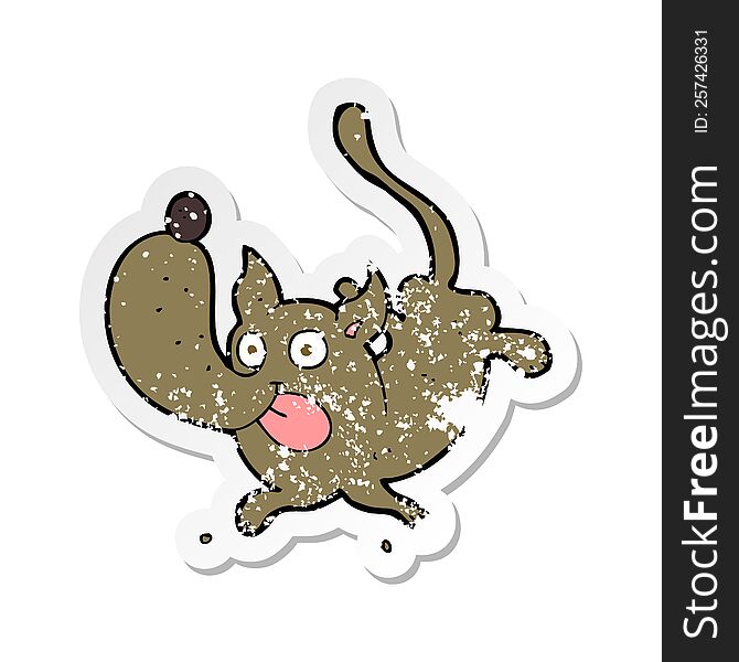 Retro Distressed Sticker Of A Cartoon Funny Dog