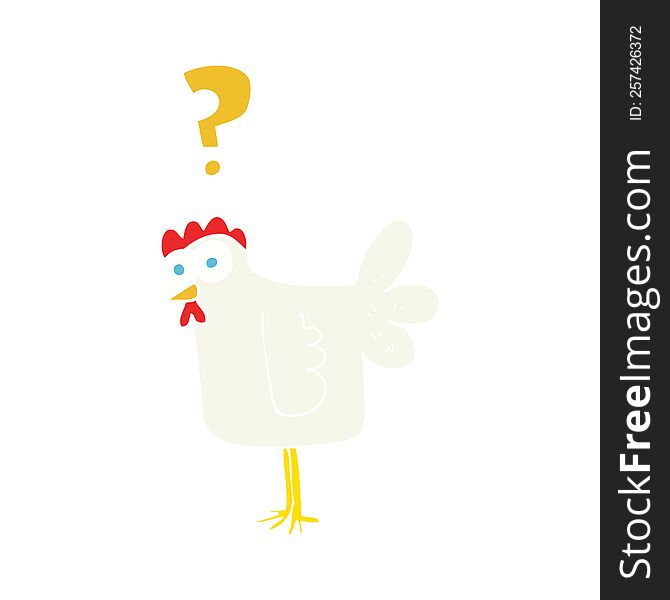 flat color illustration of confused chicken. flat color illustration of confused chicken