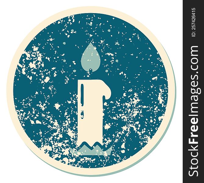 iconic distressed sticker tattoo style image of a candle. iconic distressed sticker tattoo style image of a candle