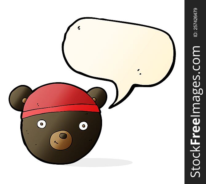 cartoon black bear face with speech bubble