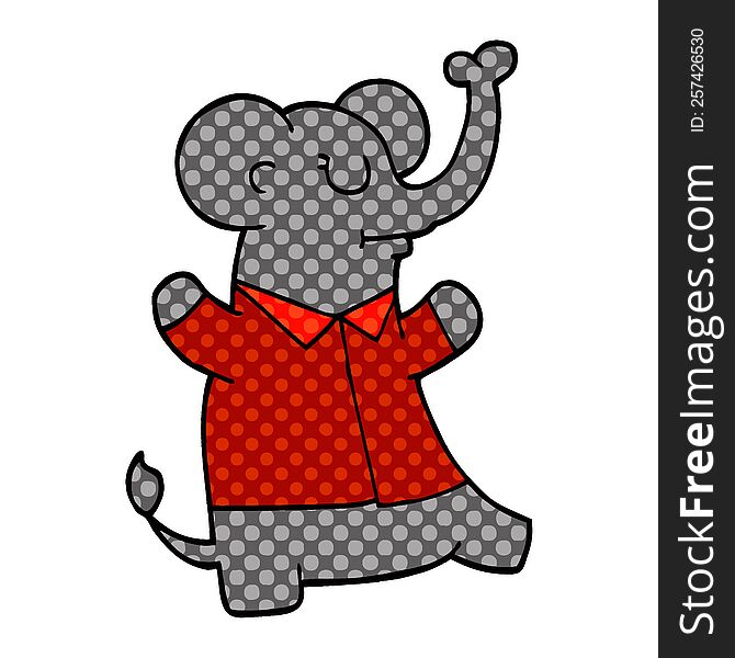 cartoon doodle elephant wearing shirt