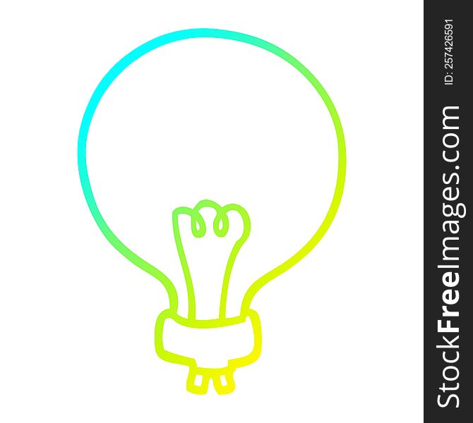 cold gradient line drawing of a cartoon light bulb