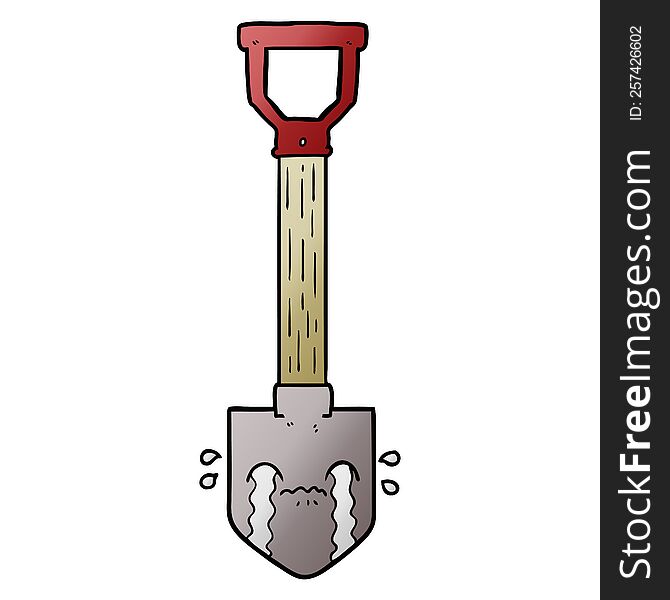 cartoon crying shovel. cartoon crying shovel