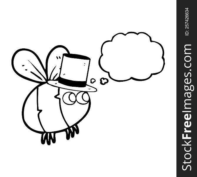 Thought Bubble Cartoon Bee In Top Hat