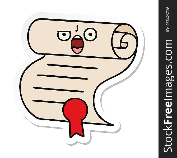 Sticker Of A Cute Cartoon Contract