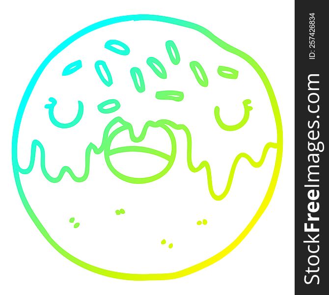 Cold Gradient Line Drawing Cartoon Donut