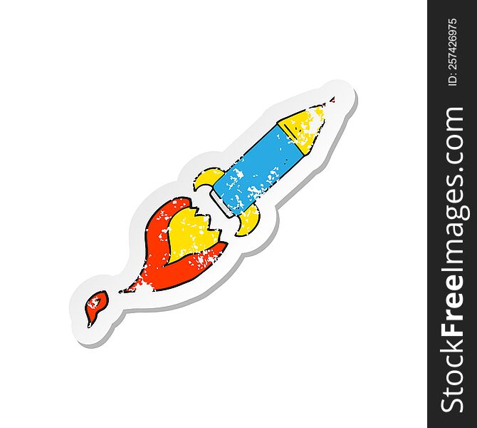 Retro Distressed Sticker Of A Cartoon Rocket