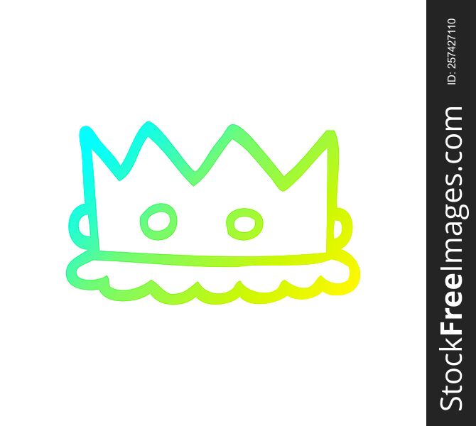 cold gradient line drawing of a cartoon royal crown