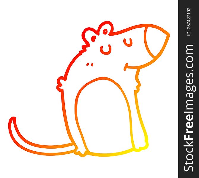 warm gradient line drawing of a cartoon fat rat