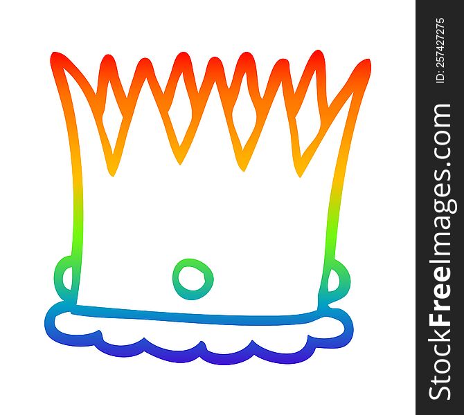 rainbow gradient line drawing of a cartoon silver crown