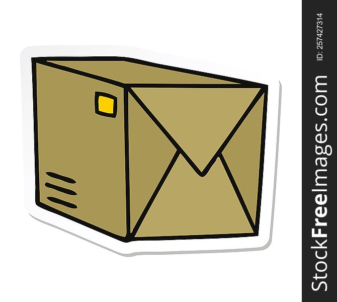 Sticker Of A Quirky Hand Drawn Cartoon Parcel