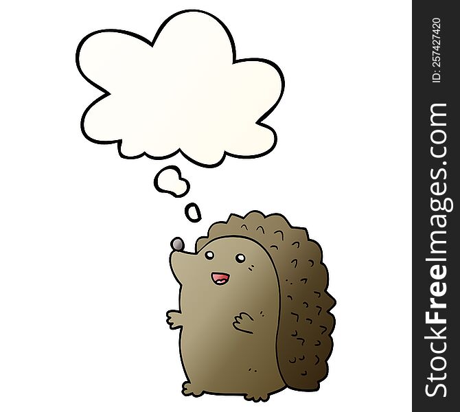 Cartoon Happy Hedgehog And Thought Bubble In Smooth Gradient Style