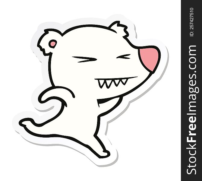 sticker of a running polar bear cartoon