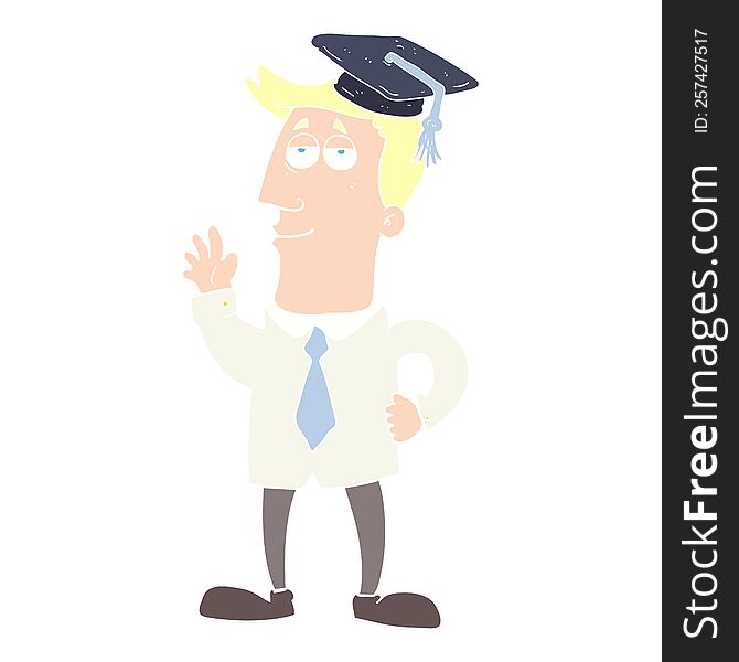 Flat Color Illustration Of A Cartoon Graduate