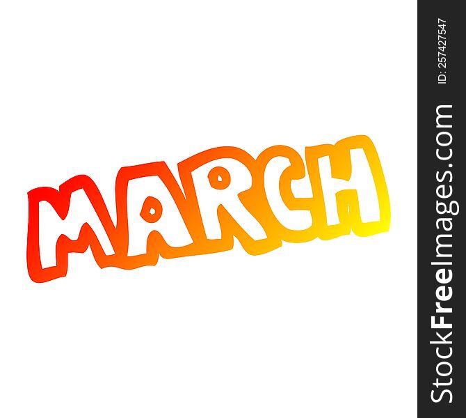 warm gradient line drawing of a cartoon month of march