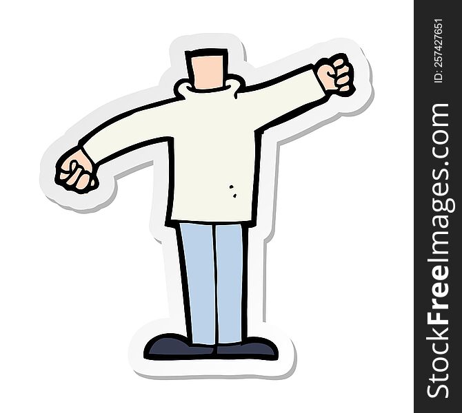 sticker of a cartoon body waving arms