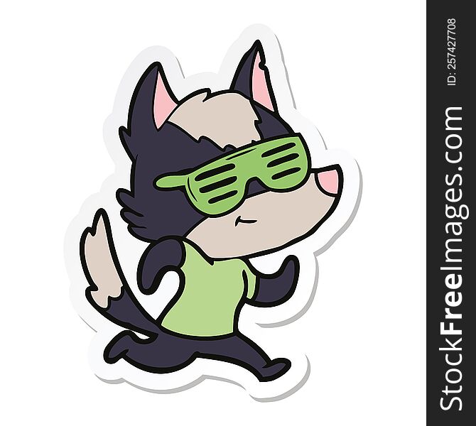 Sticker Of A Cool Cartoon Wolf