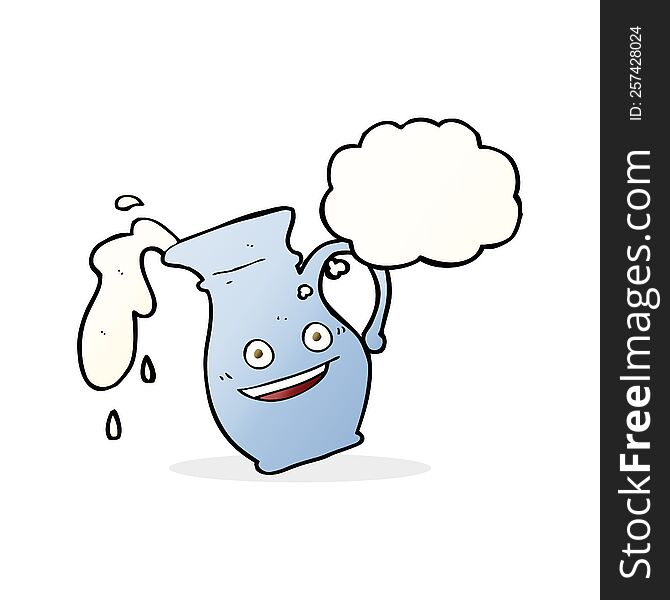 cartoon milk jug with thought bubble