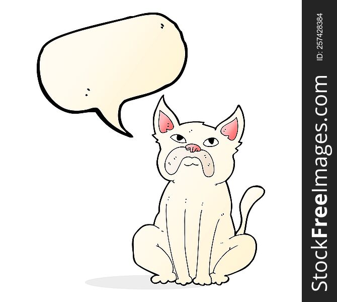 Cartoon Grumpy Little Dog With Speech Bubble