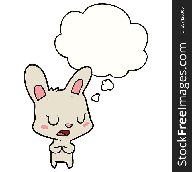 Cartoon Rabbit Talking And Thought Bubble