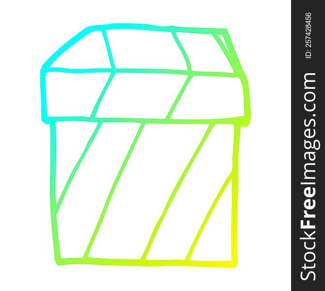 cold gradient line drawing of a cartoon gift box