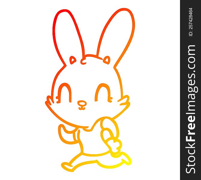 Warm Gradient Line Drawing Cute Cartoon Rabbit Running