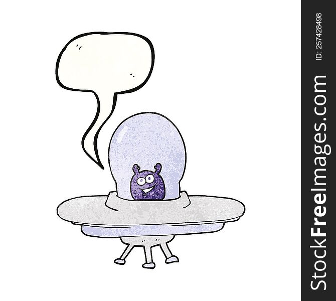 Speech Bubble Textured Cartoon Spaceship