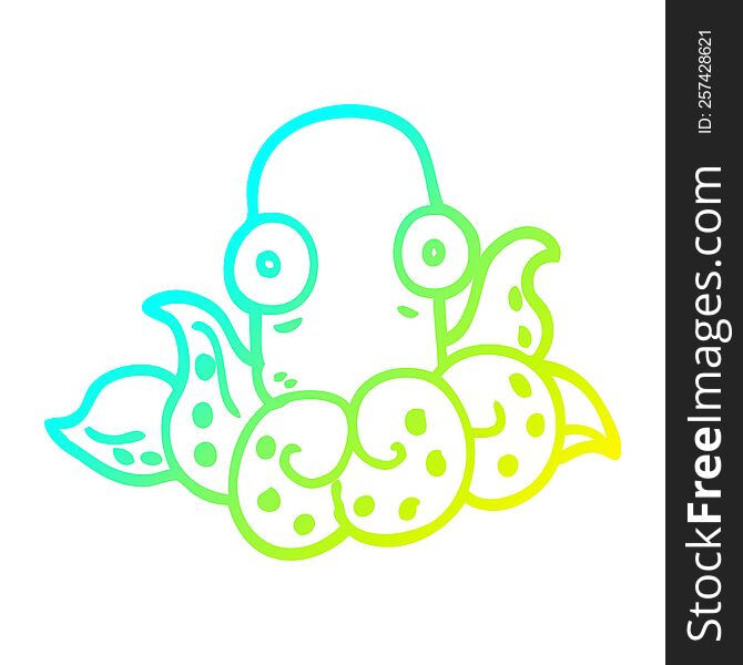 Cold Gradient Line Drawing Cartoon Funny Octopus