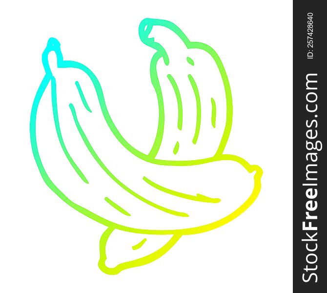 cold gradient line drawing of a cartoon pair of  bananas