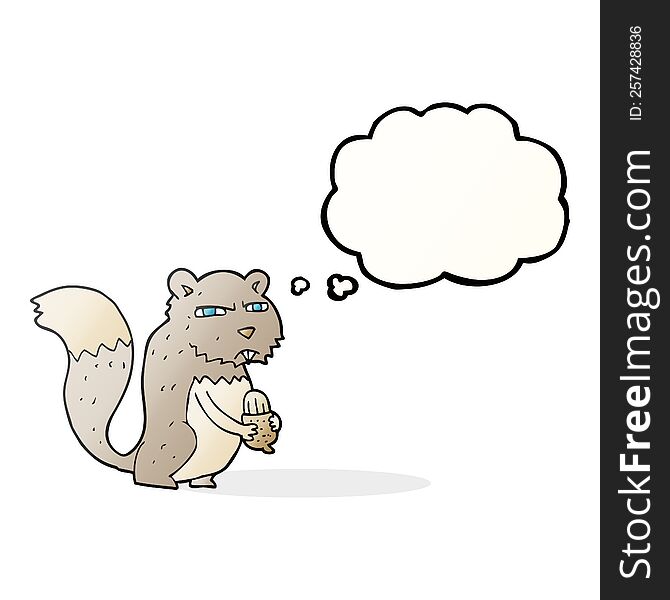 Thought Bubble Cartoon Angry Squirrel With Nut