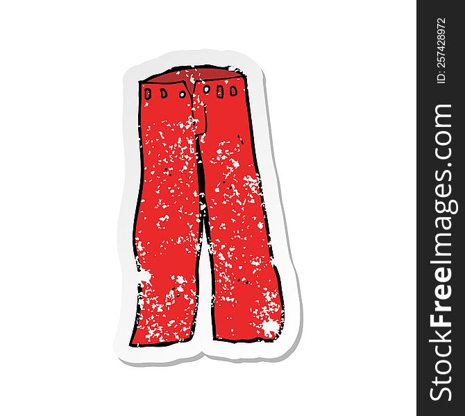 retro distressed sticker of a cartoon red pants