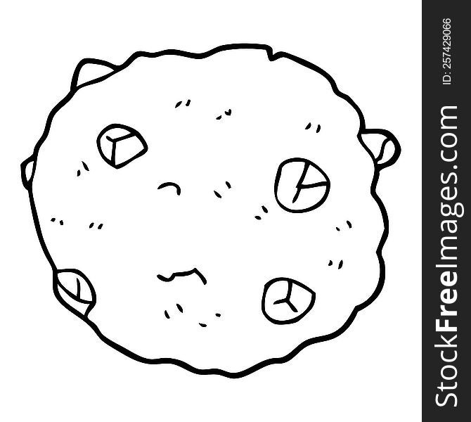 Line Drawing Cartoon Chocolate Chip Cookie