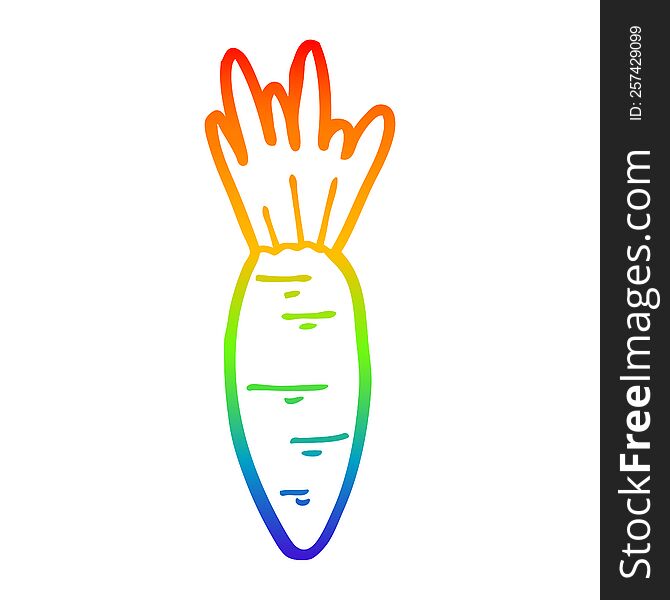 rainbow gradient line drawing cartoon carrot