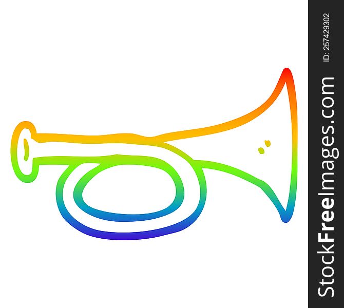rainbow gradient line drawing of a cartoon brass horn