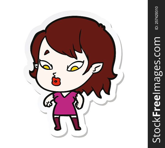 Sticker Of A Cute Cartoon Vampire Girl