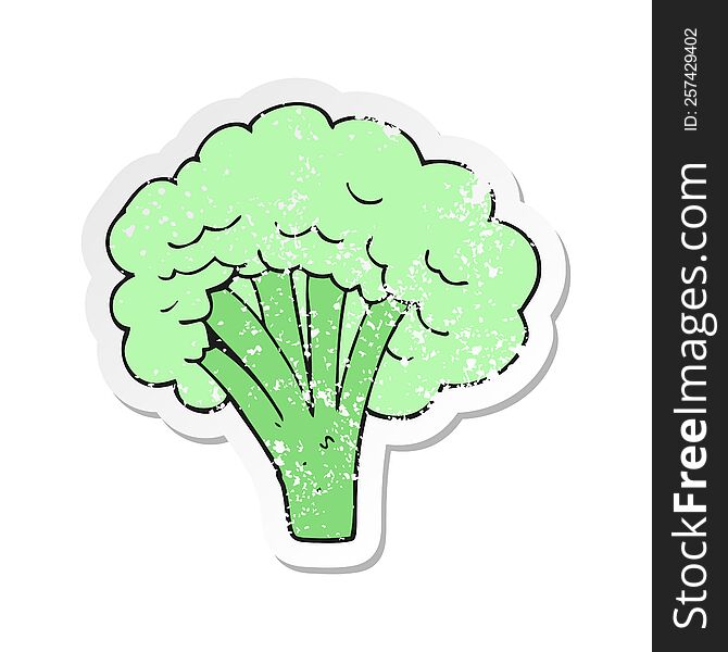 Retro Distressed Sticker Of A Cartoon Broccoli