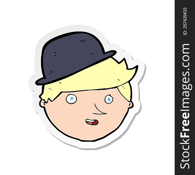sticker of a cartoon man wearing bowler hat
