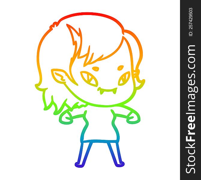 rainbow gradient line drawing cartoon friendly vampire girl