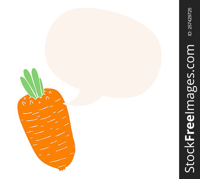 Cartoon Vegetable And Speech Bubble In Retro Style