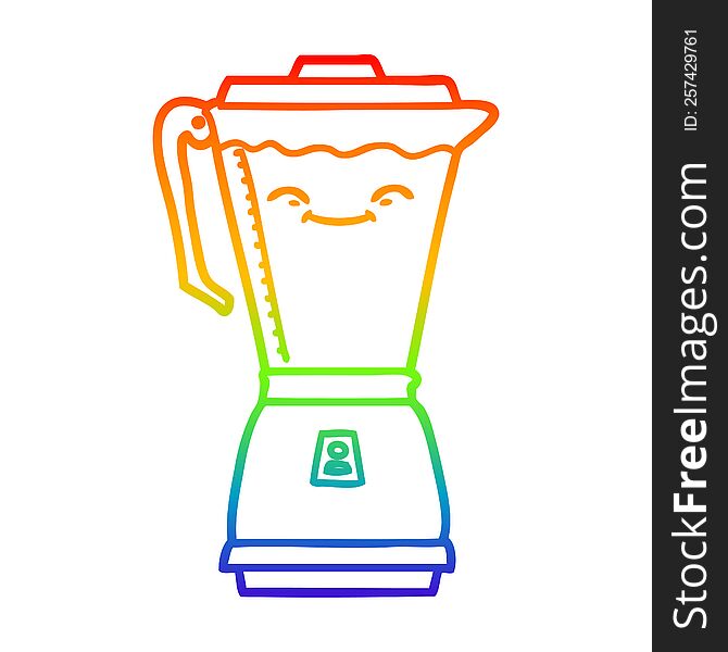 rainbow gradient line drawing of a cartoon food processor