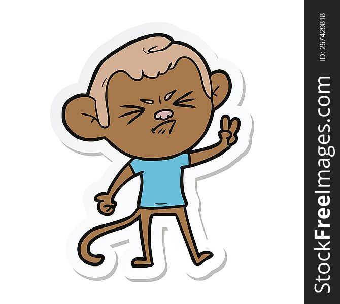 sticker of a cartoon angry monkey