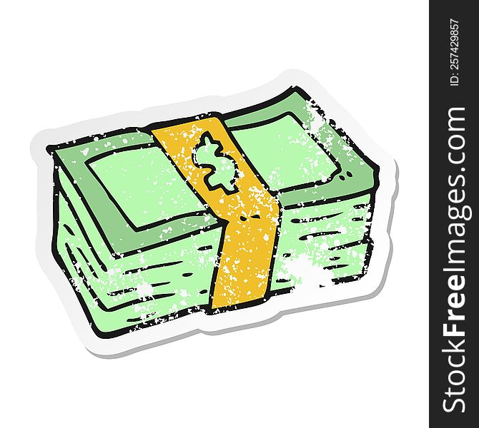 distressed sticker of a cartoon cash