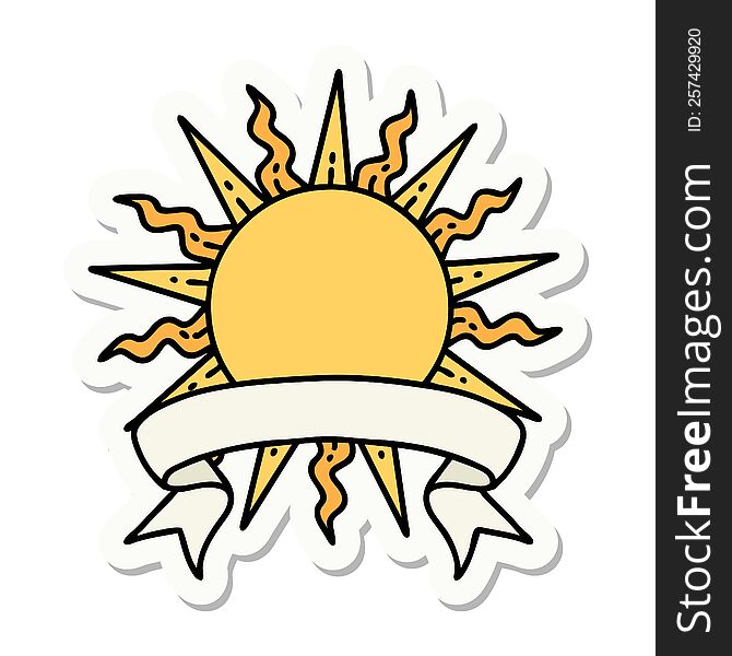 Tattoo Sticker With Banner Of A Sun