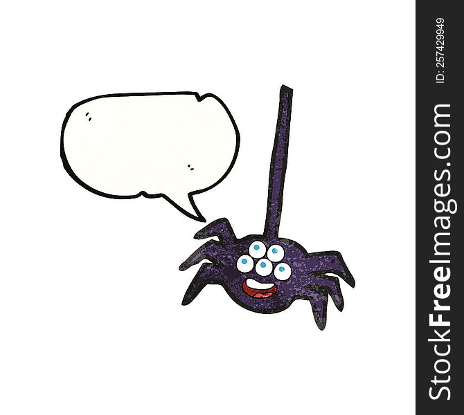 freehand speech bubble textured cartoon halloween spider