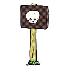 Cartoon Spooky Skull Signpost Stock Photo