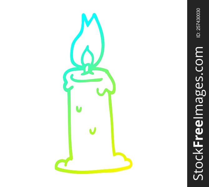 cold gradient line drawing of a cartoon burning candle