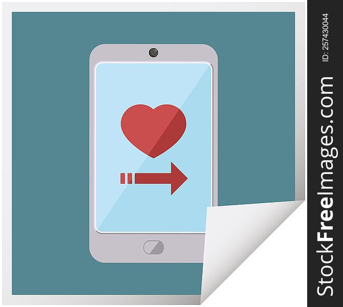 Dating App On Cell Phone Graphic Square Sticker