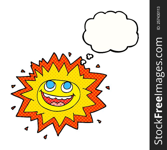 happy freehand drawn thought bubble cartoon sun. happy freehand drawn thought bubble cartoon sun