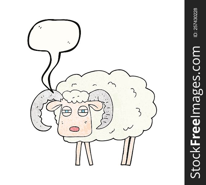 Speech Bubble Textured Cartoon Ram