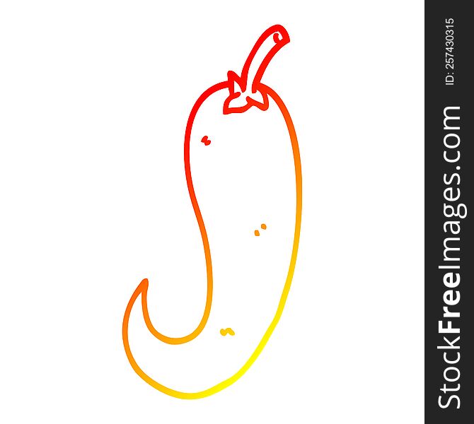 warm gradient line drawing of a cartoon red hot chilli pepper